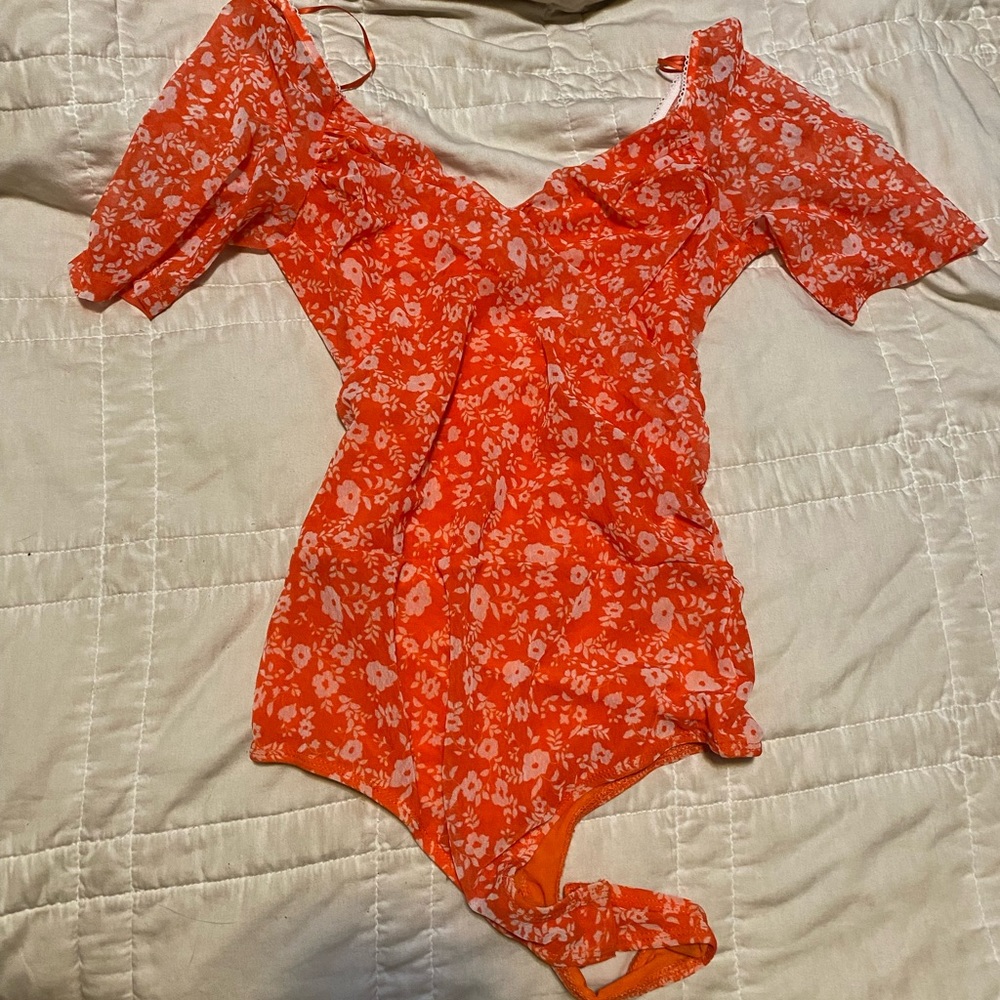 Beautiful Floral Orange Bodysuit